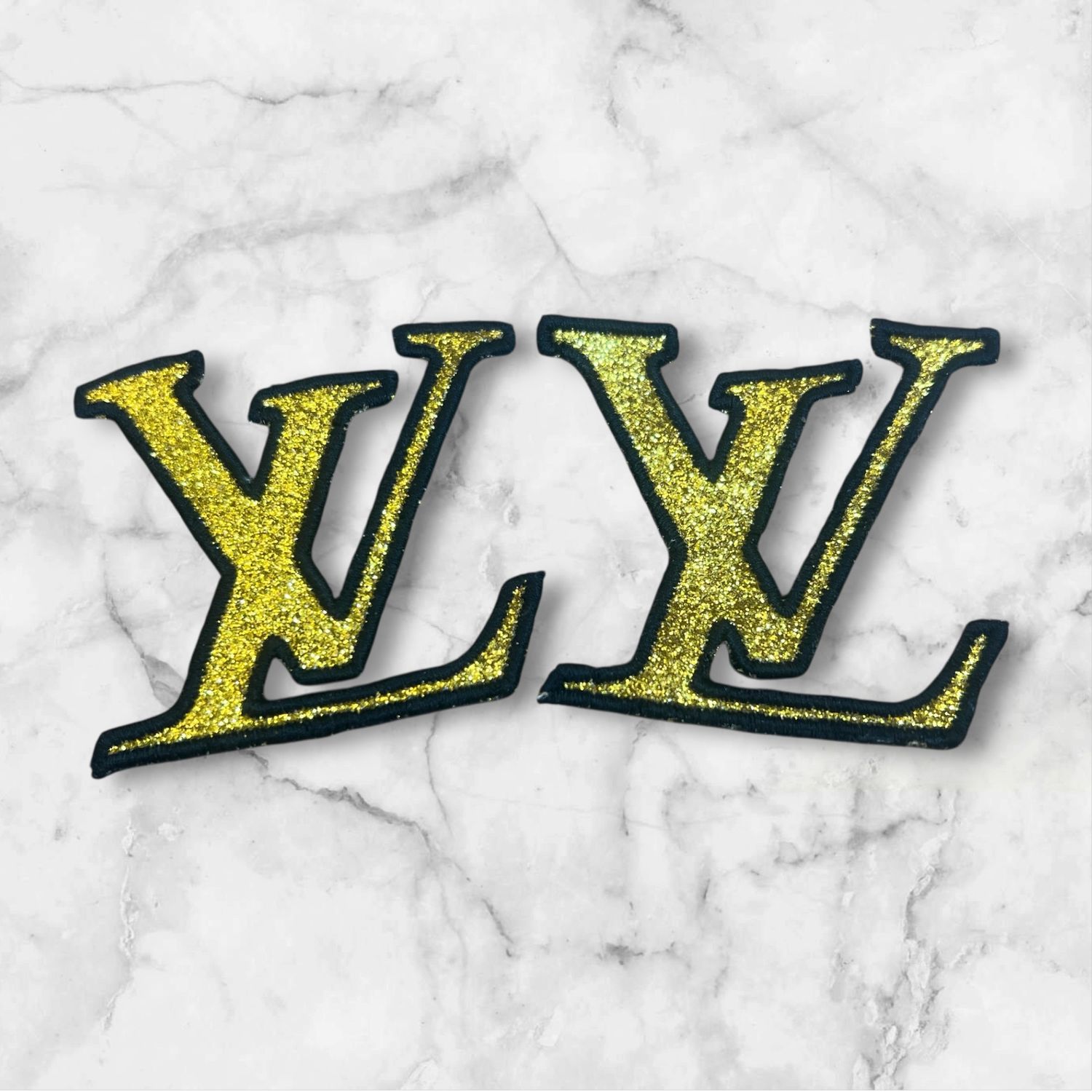 Gold Glitter Monogram Patch Custom Fabric Letter Patch Iron On or Sew On $3 Each
