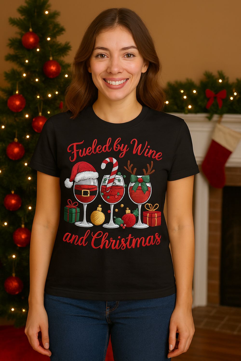 Fueled by Wine and Christmas T-Shirt