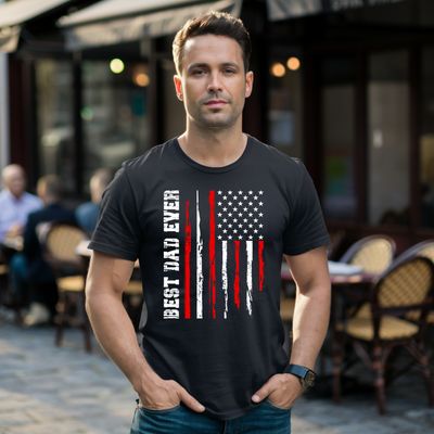 Best Dad Ever Red Line Father's Day shirt