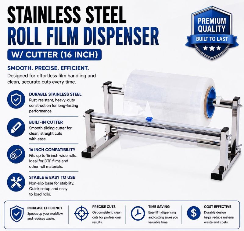 16 in Stainless Steel Film Roll Dispenser with Cutter