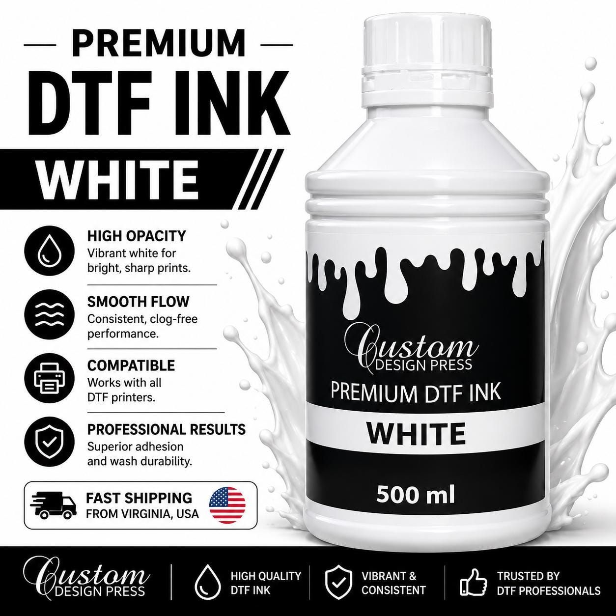 Premium White DTF Ink – 500 ml