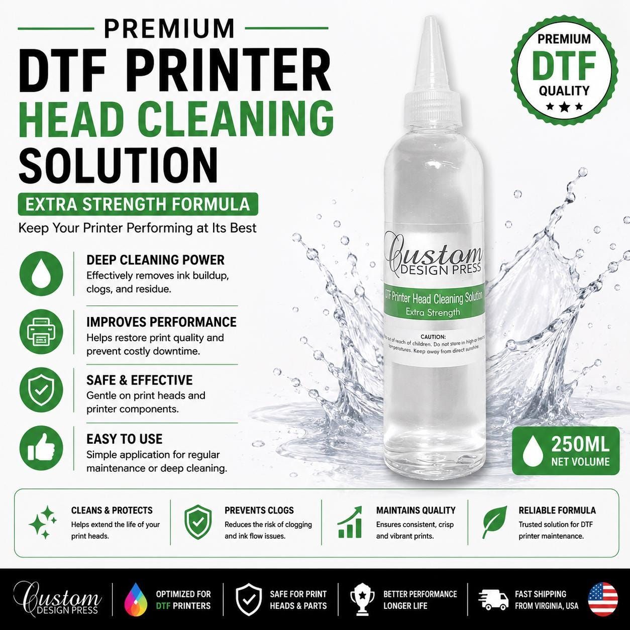 Extra Strength DTF Printer Cleaning Solution – 250 ml