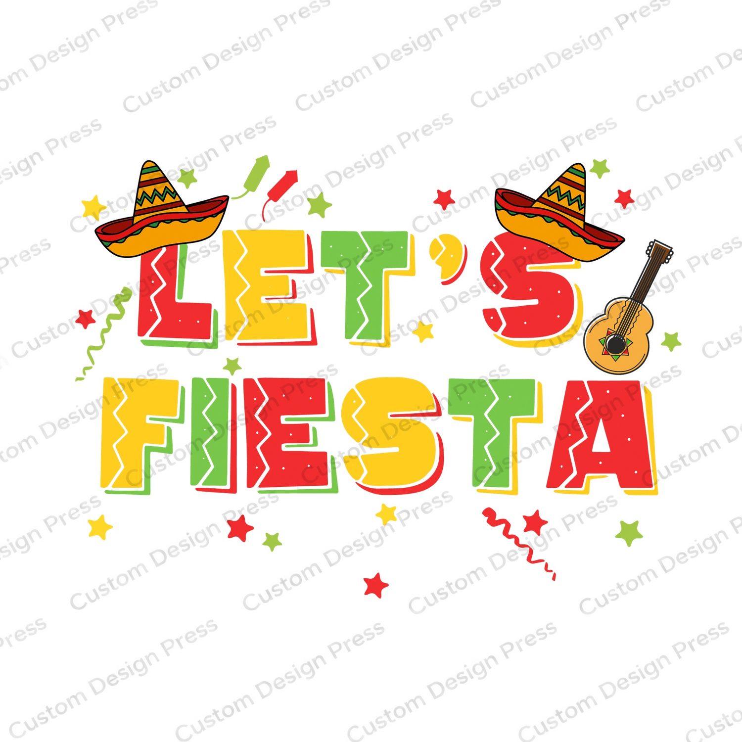 Let’s Fiesta Colorful Lettering PNG – Digital Download