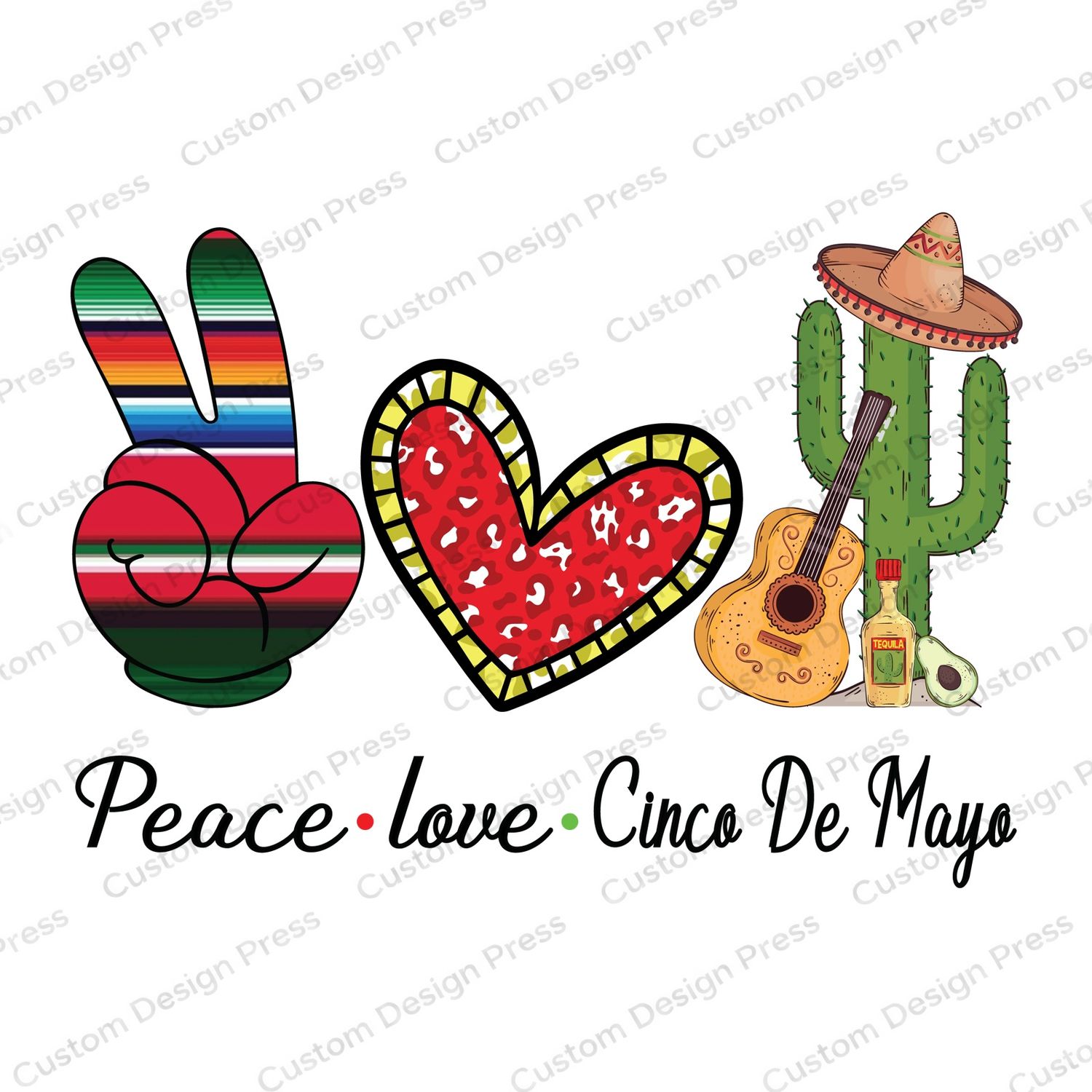 Peace Love Cinco de Mayo PNG – Digital Download
