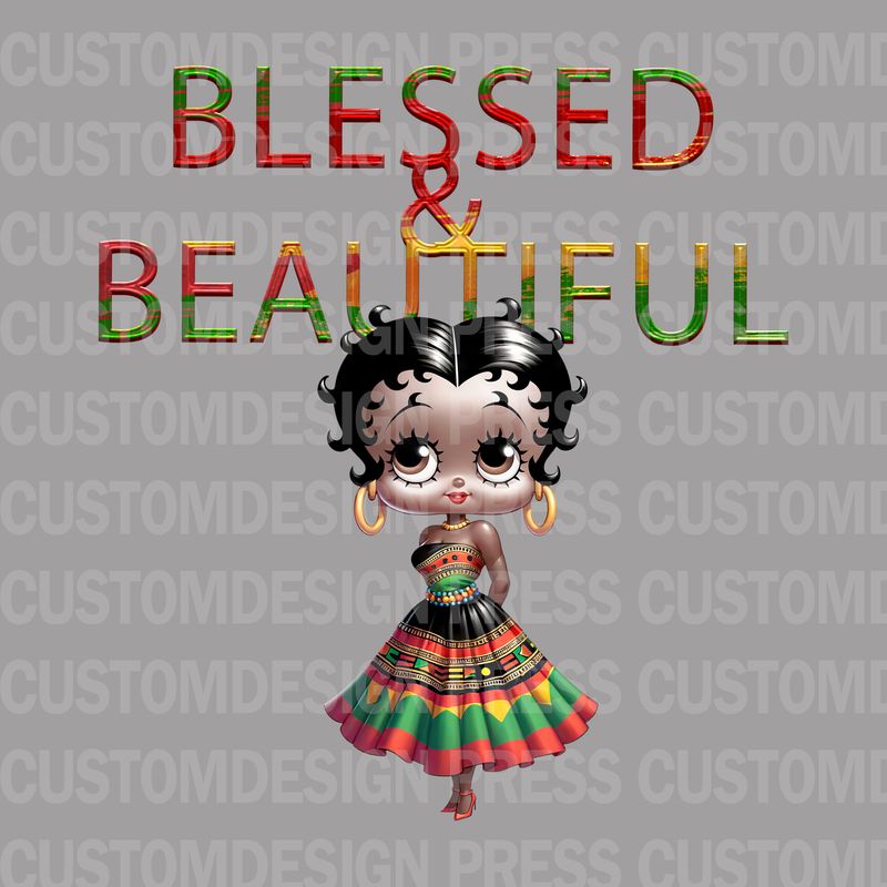 Juneteenth Blessed &amp; Beautiful PNG – Digital Download