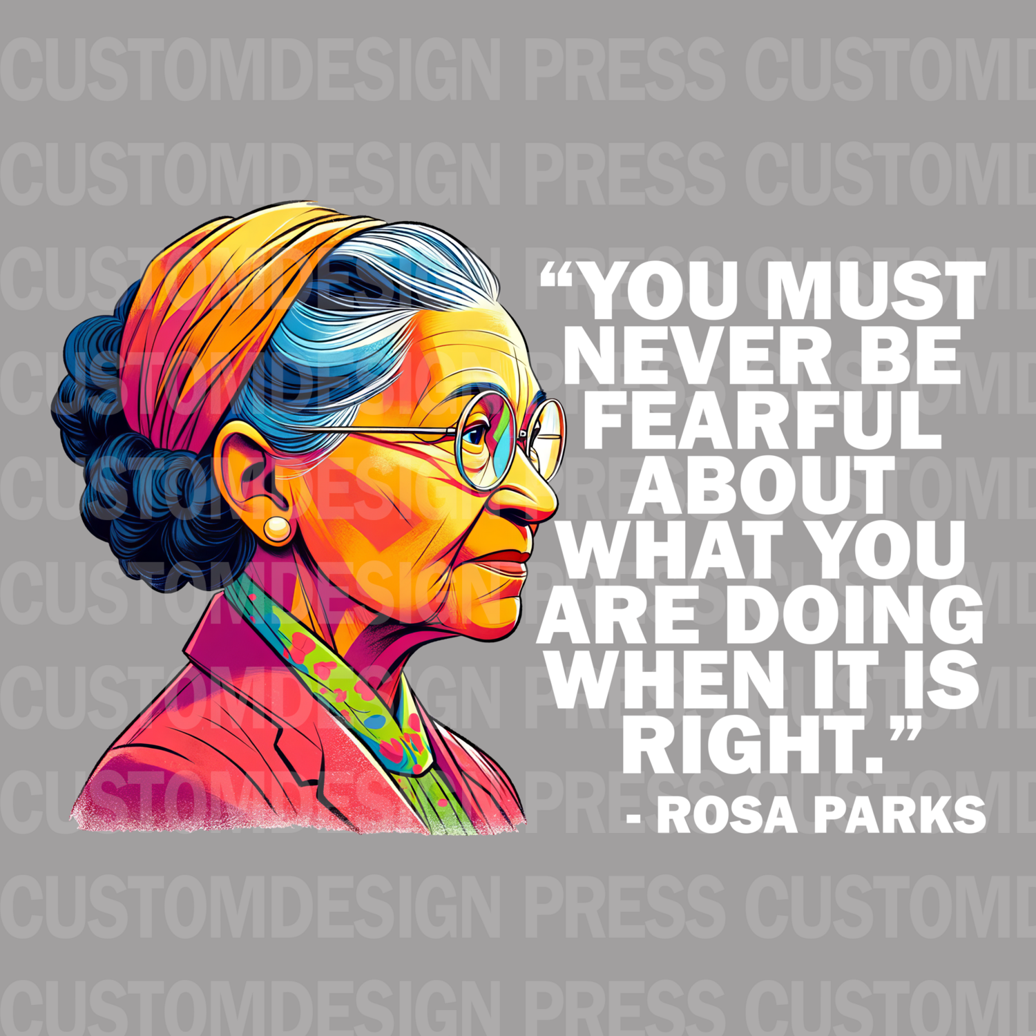 Rosa Parks White Font PNG – Digital Download