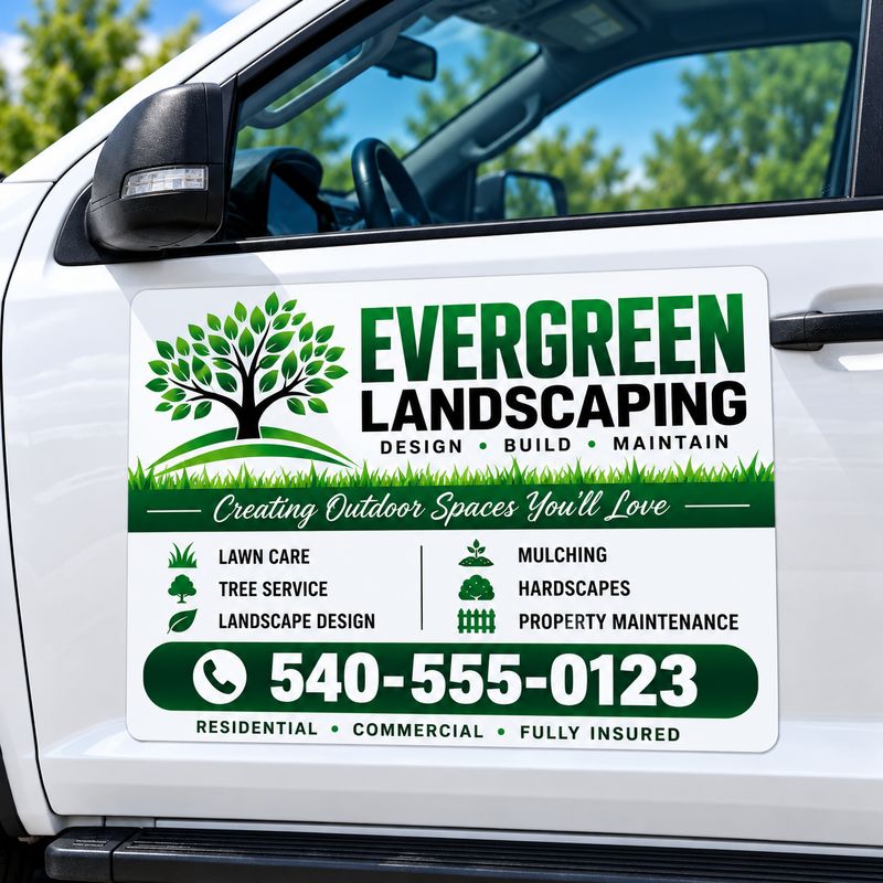 24x17 Custom White Car Magnet | Business Vehicle Advertising