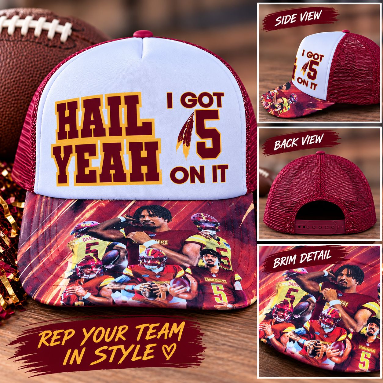 "Hail Yeah – I Got 5 On It” Football Fan Hat - Other teams available