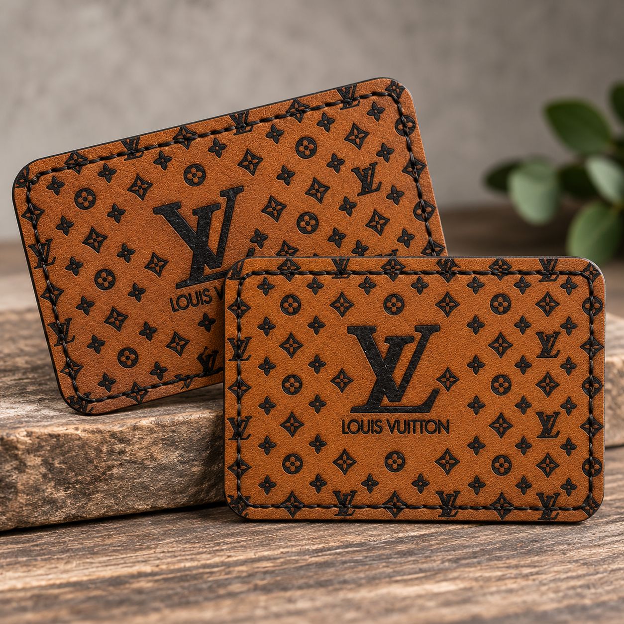 Luxury-Inspired Pattern Laser-Engraved Leatherette Patch | 3x2