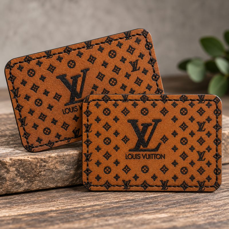 Luxury-Inspired Pattern Laser-Engraved Leatherette Patch | 3x2