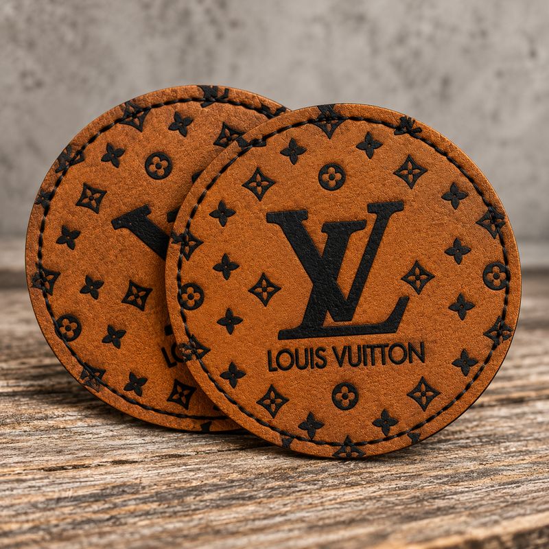 Custom Round Engraved Leather Patch Stylish 2.5 Inch Faux Leather Circle Patch Only $3 Each for Hats Jackets and Accessories