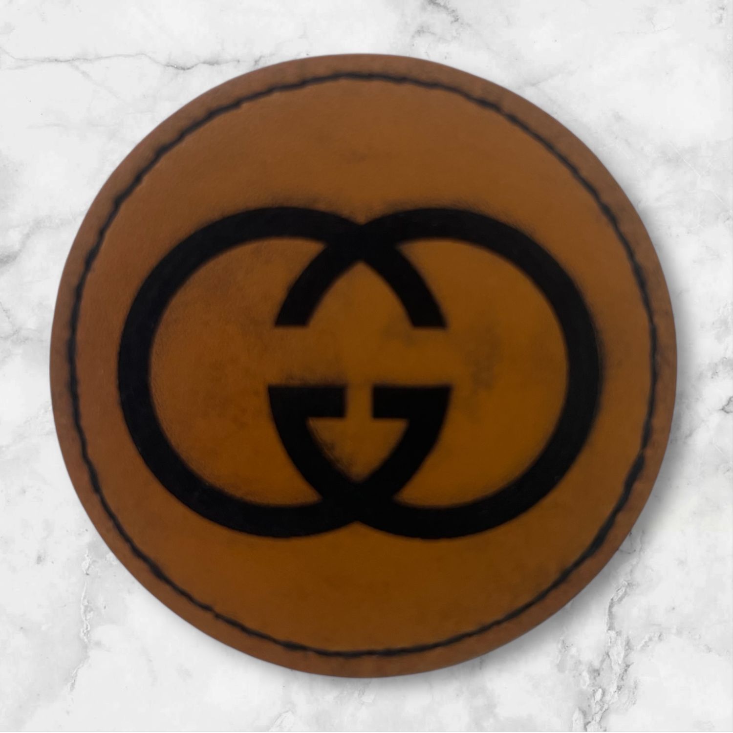 Custom GG Round Engraved Leather Patch 2.5 Inch Faux Leather Circle Patch Only $3 Each for Hats Jackets and Accessories