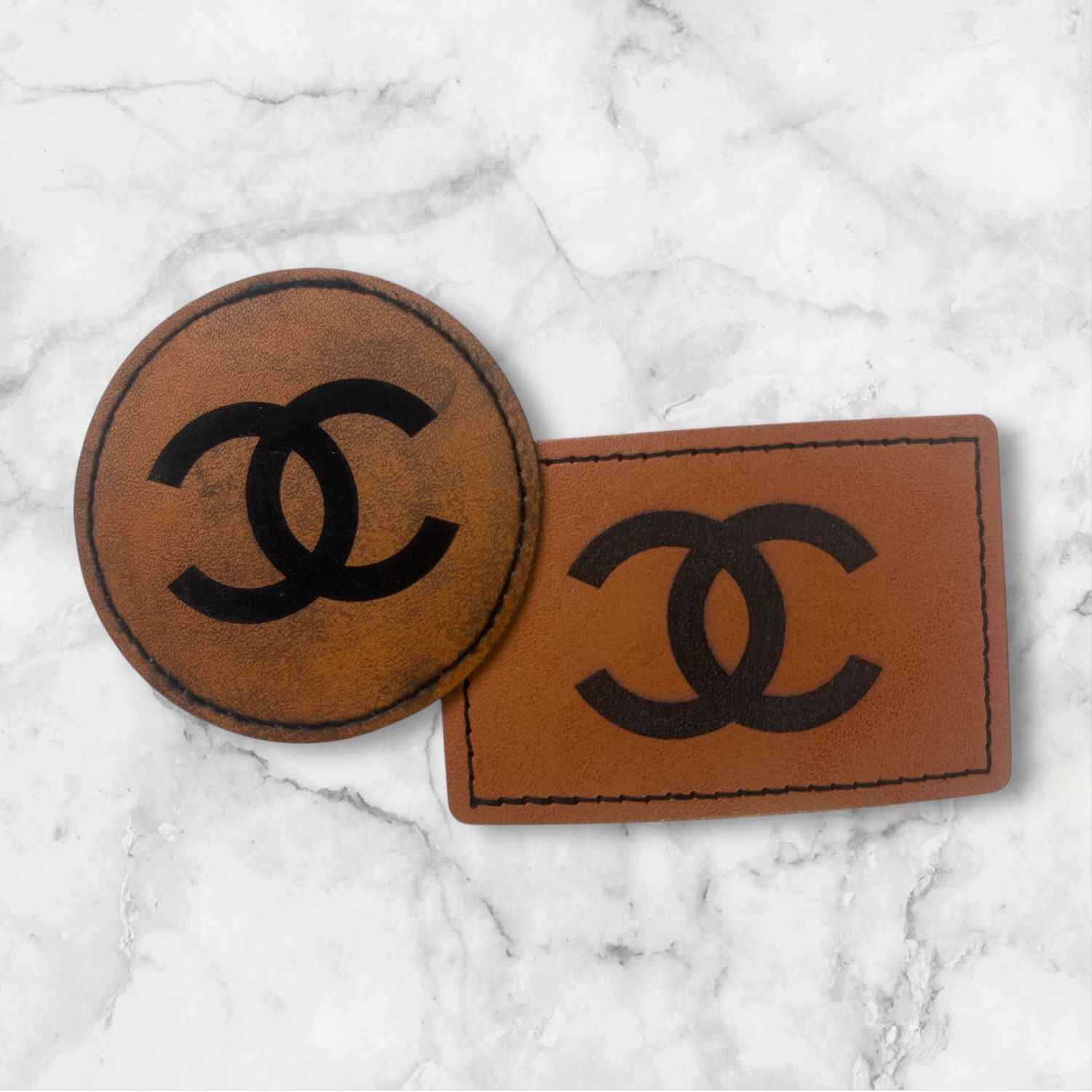 Custom CC Only Engraved Leather Patches Round or Rectangle Faux Leather Patches Mix and Match $3 Each Free Shipping Over $50