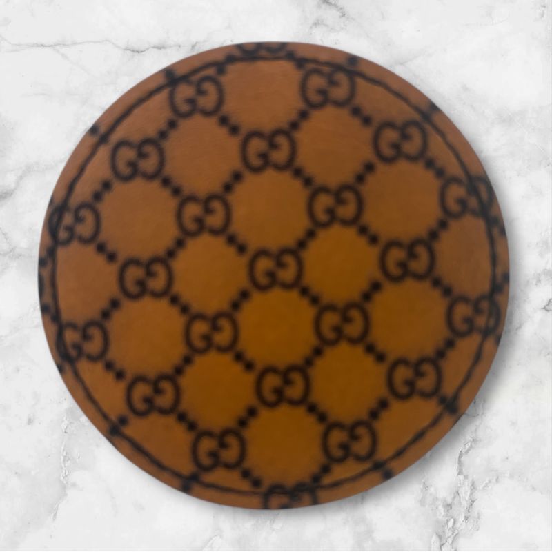 Luxury GG Inspired Round Leather Patch Custom Engraved 2.5 Inch Faux Leather Circle Patch Only $3 Each