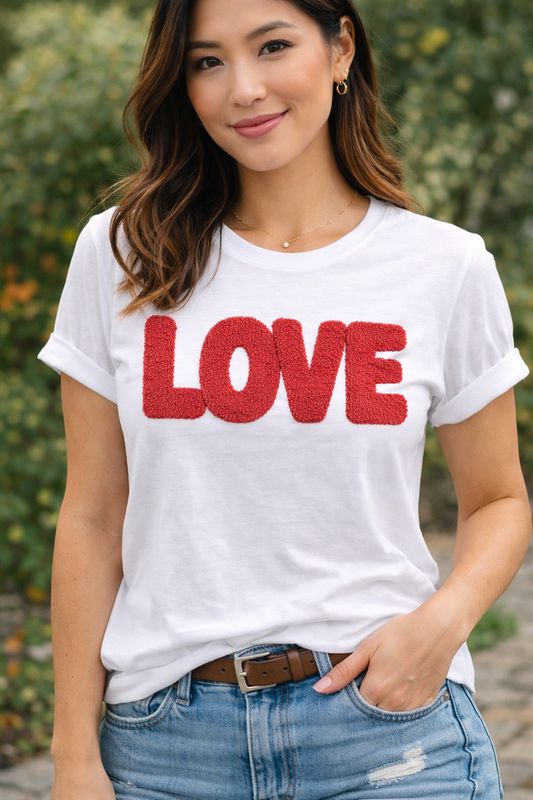 LOVE Shirt | Valentine’s Day T-Shirt | Cozy Textured Heart Love Graphic Tee