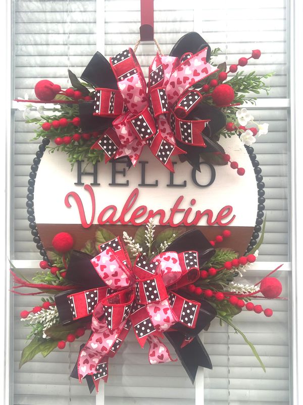 Hello Valentine Farmhouse Front Door Wreath
