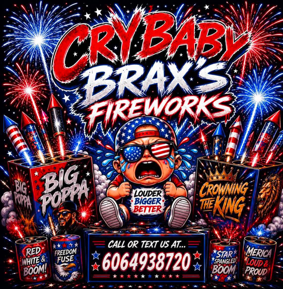 Custom DTF Prints CryBaby Brax's Fireworks