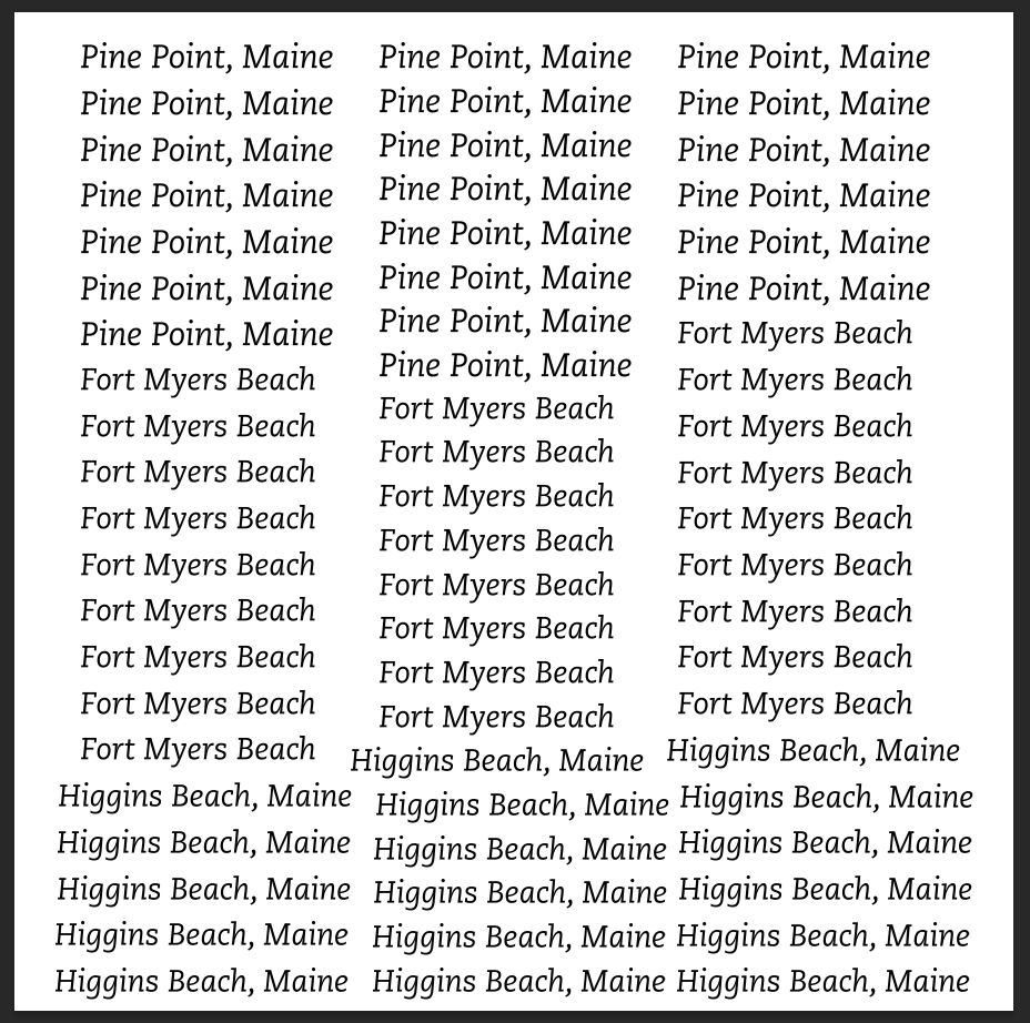 12x12 Custom UV Beach Names