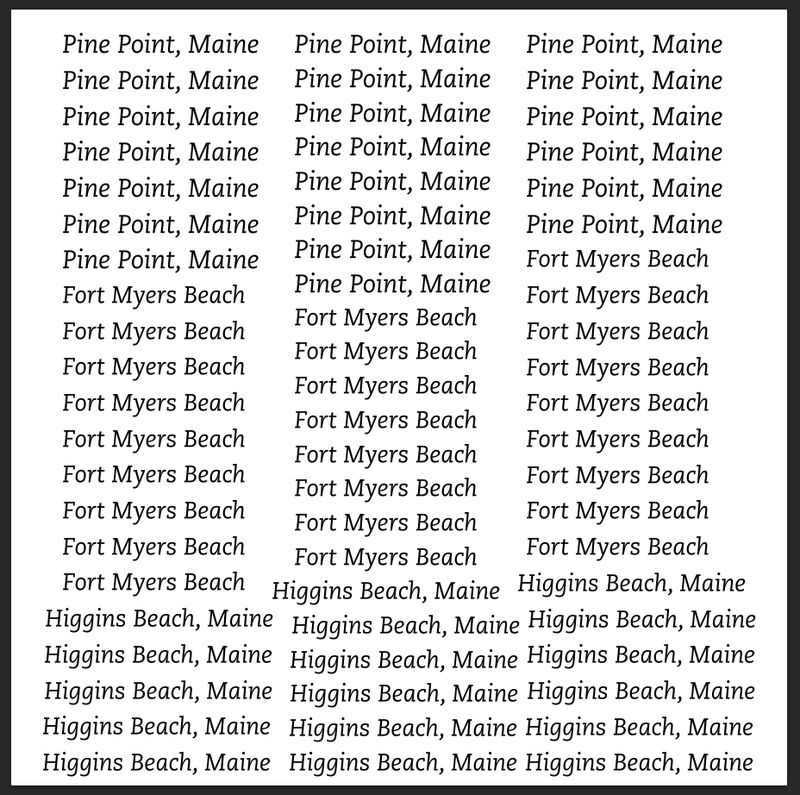 12x12 Custom UV Beach Names