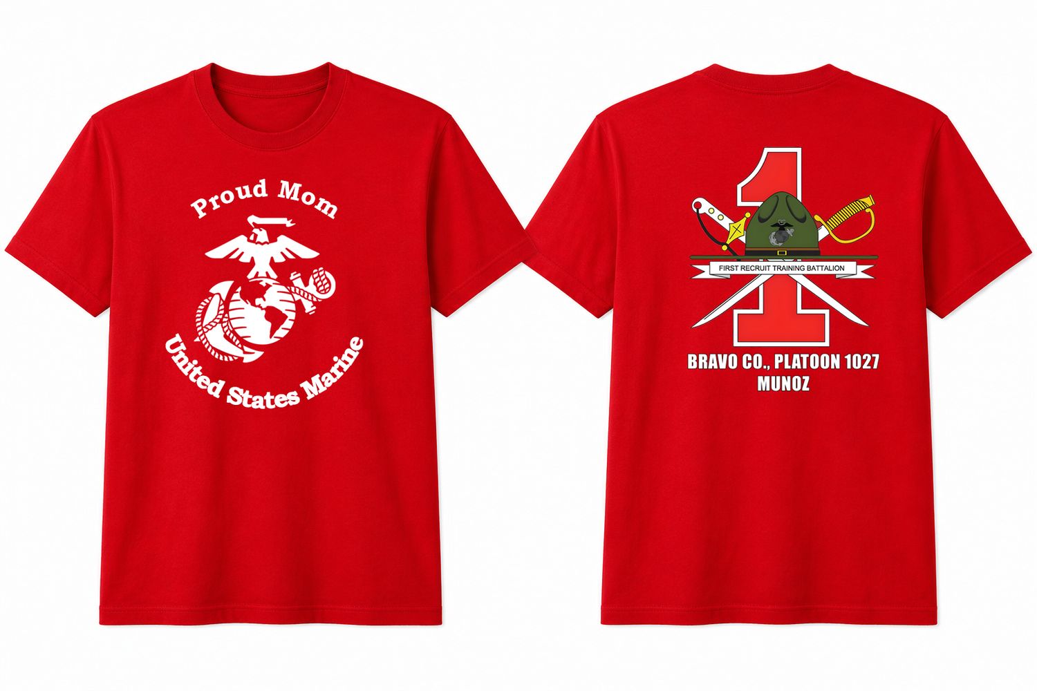 Red Custom Family USMC Graduation Shirts