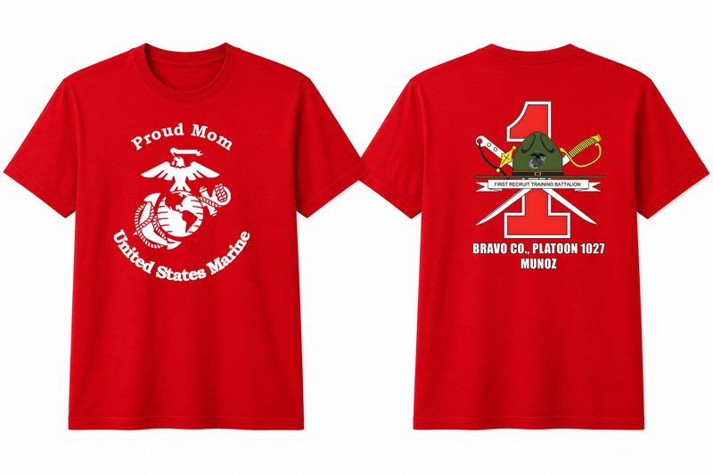 Red Custom Family USMC Graduation Shirts