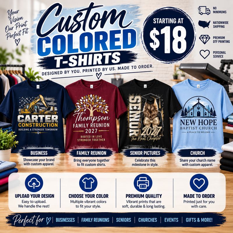 Colored Custom T-Shirt Made to Order