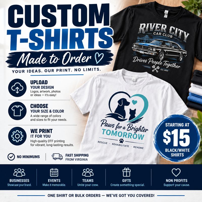 Black/White Custom T-Shirt Made to Order