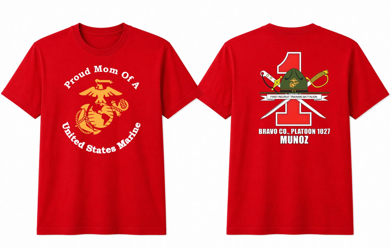Marina Munoz Custom Red Family USMC Graduation Shirts