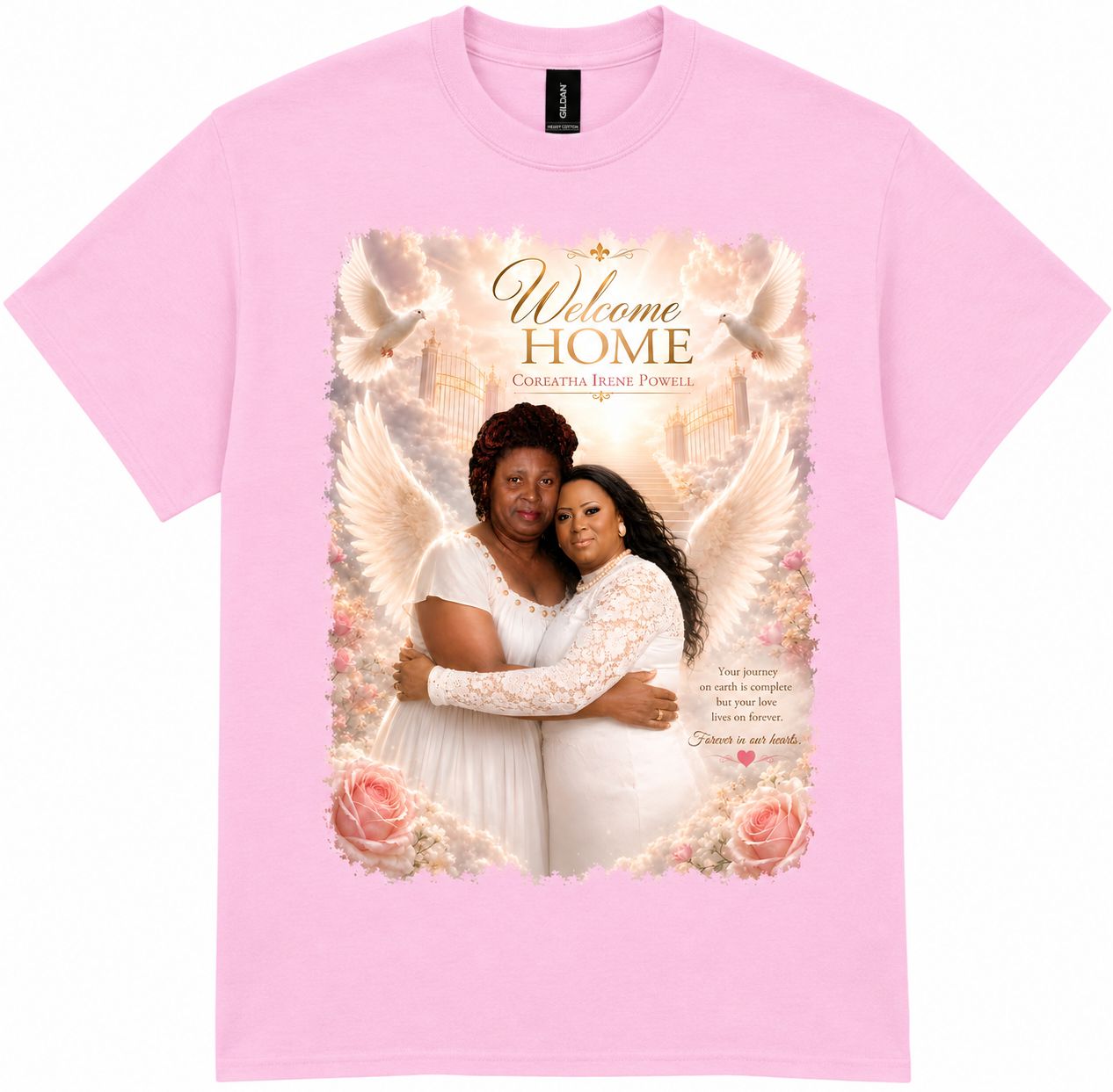 2 Custom Light Pink Memorial Shirts