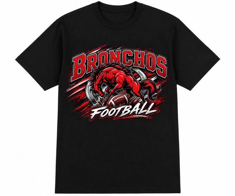 1 Black Large Custom Bronchos Football Shirt