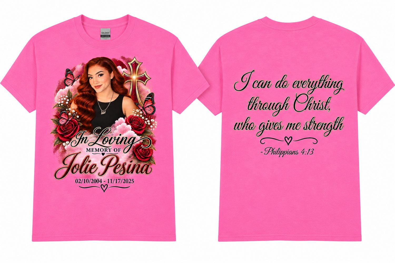 2 Custom Pink Memorial Shirts