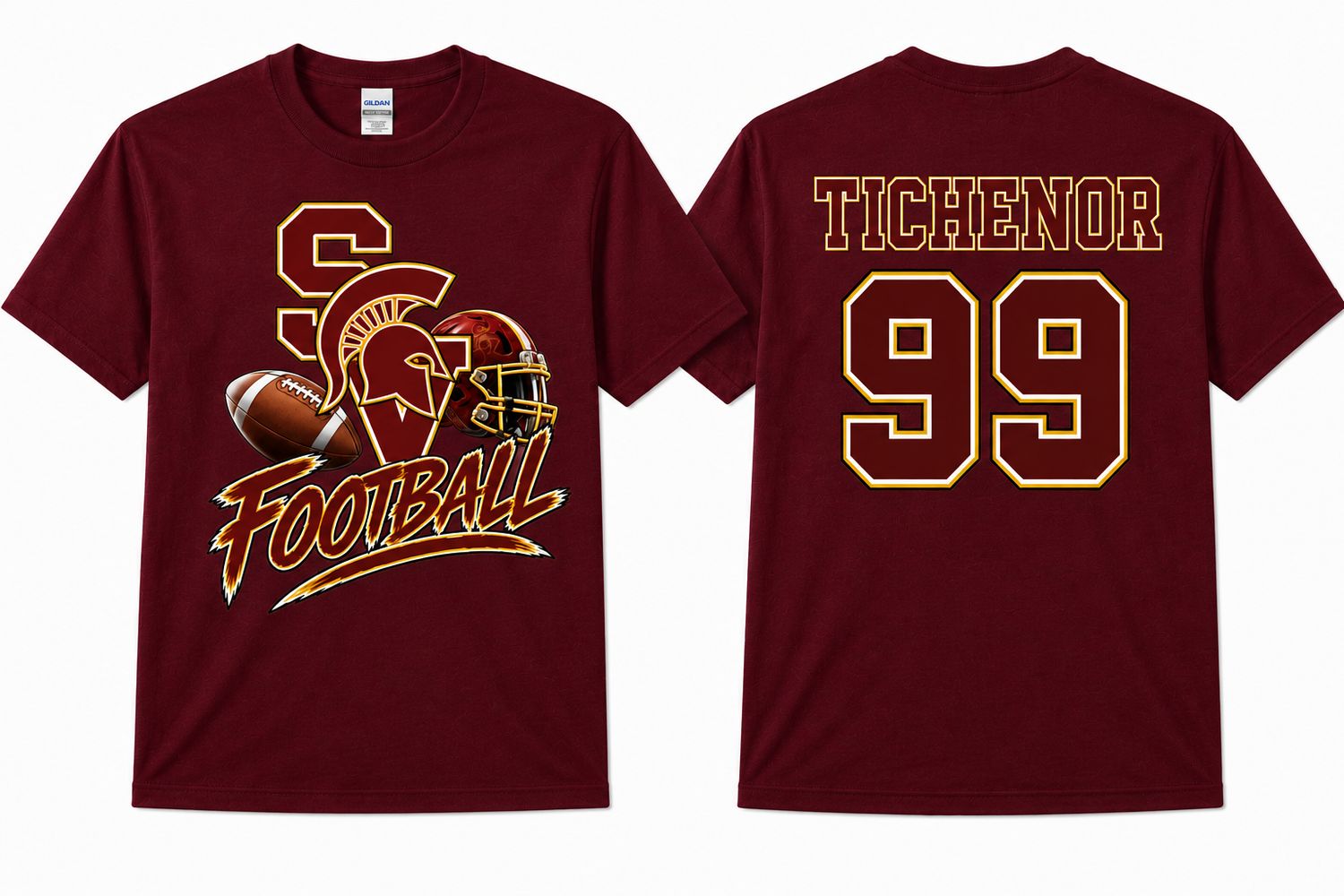 2 Custom Marron Football Shirts
