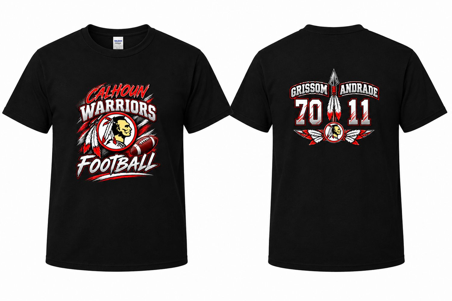 2 Black Custom Football Shirts