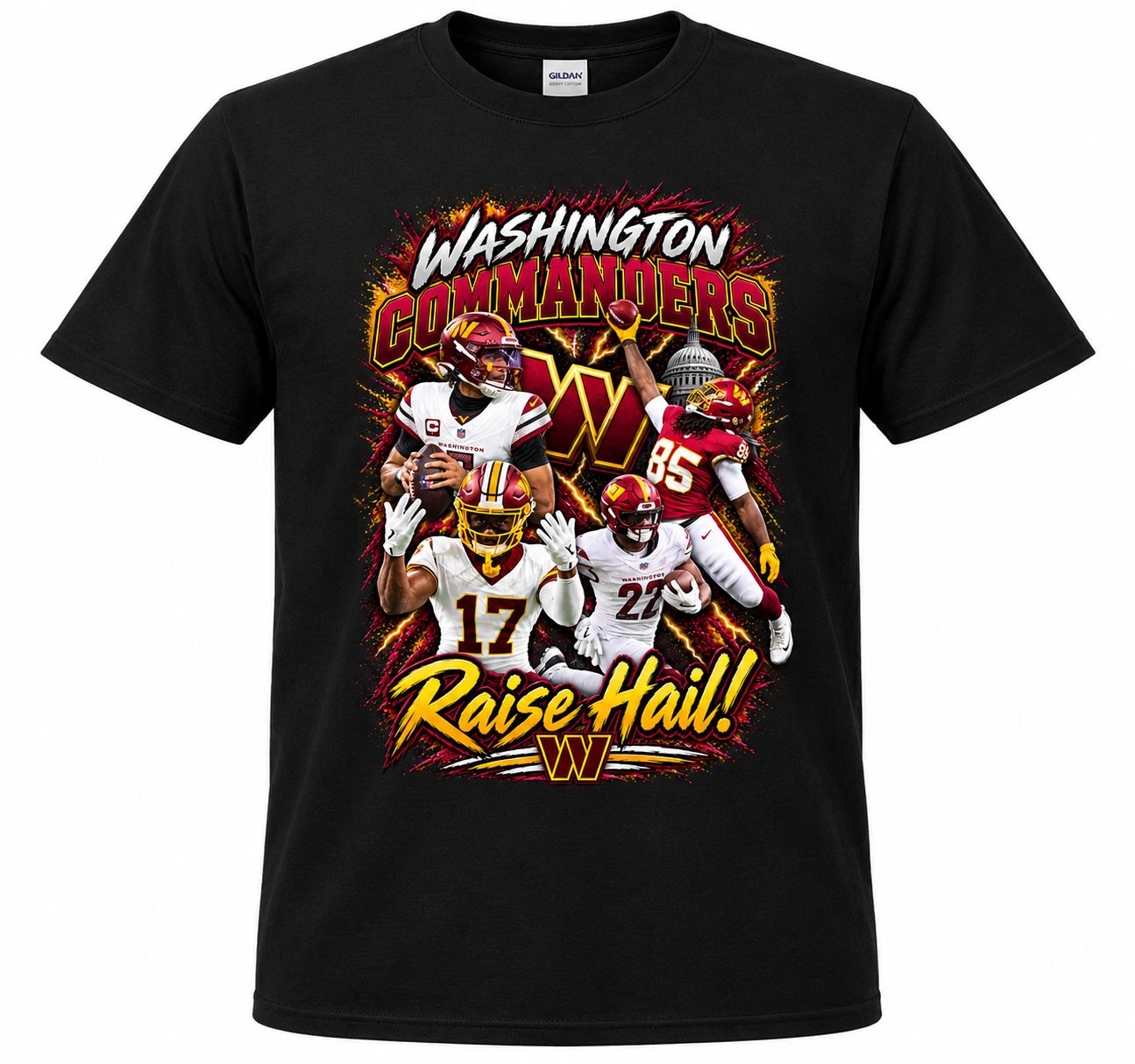 1 Black Custom Washington Commanders Football Shirts