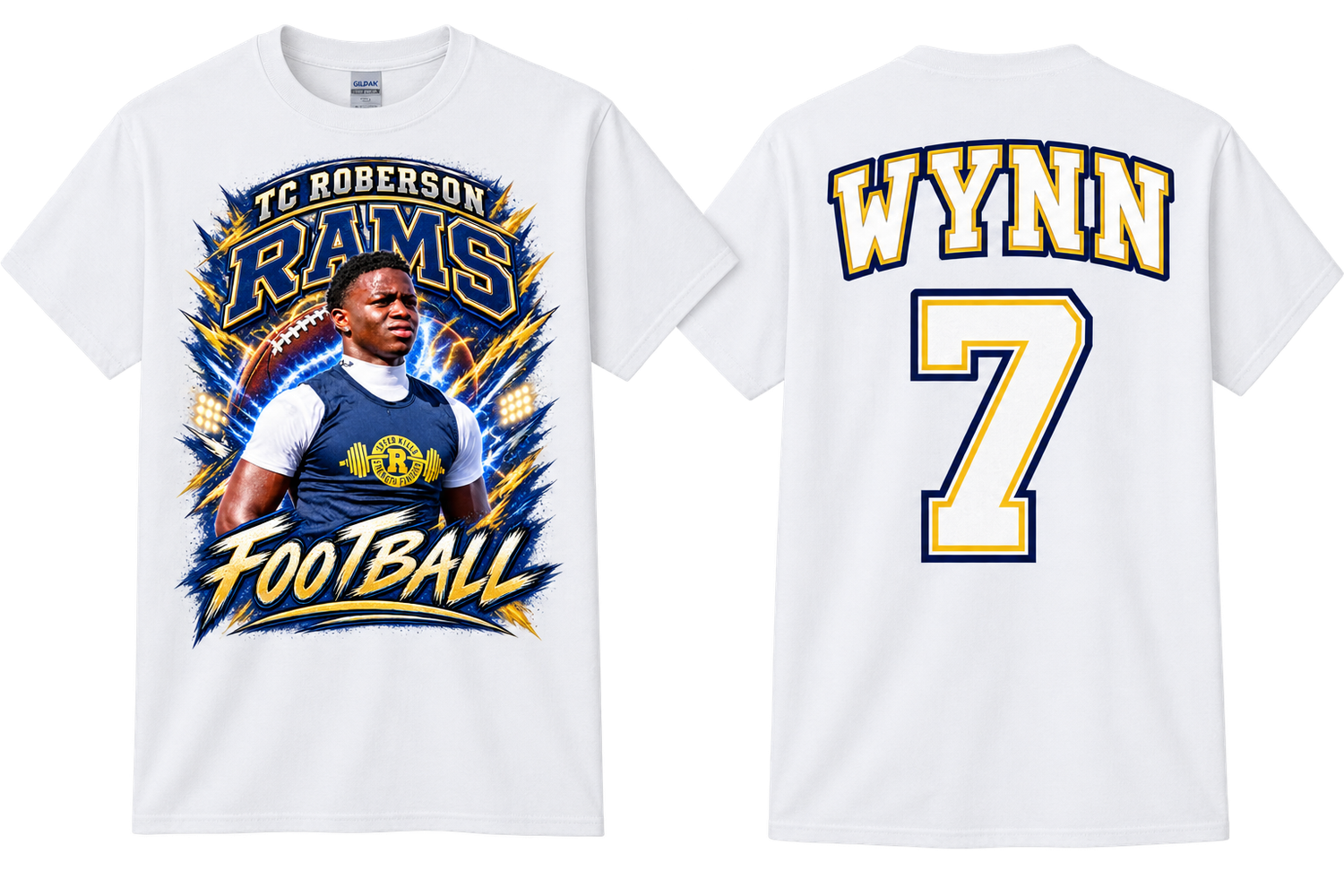 2 Medium Custom White Rams Football Shirts