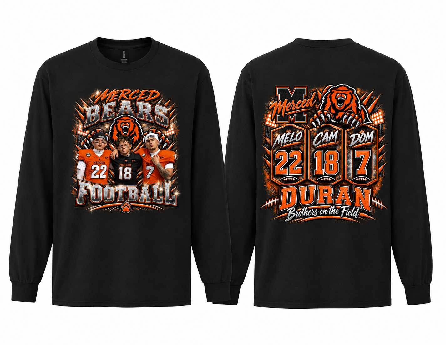 1 Black Long Sleeve Custom Football Shirt
