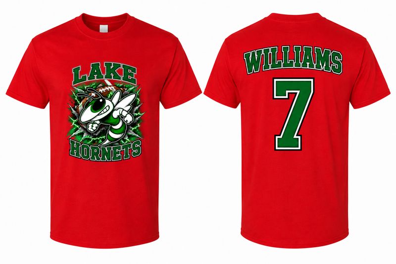1 Custom Red Lake Hornets Football Shirt