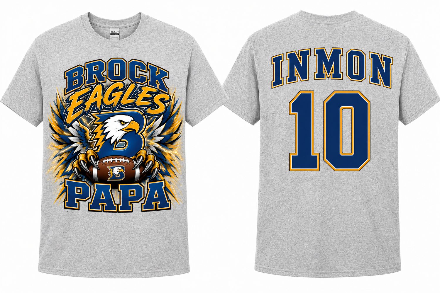 2 Grey Custom Brock Football Shirts