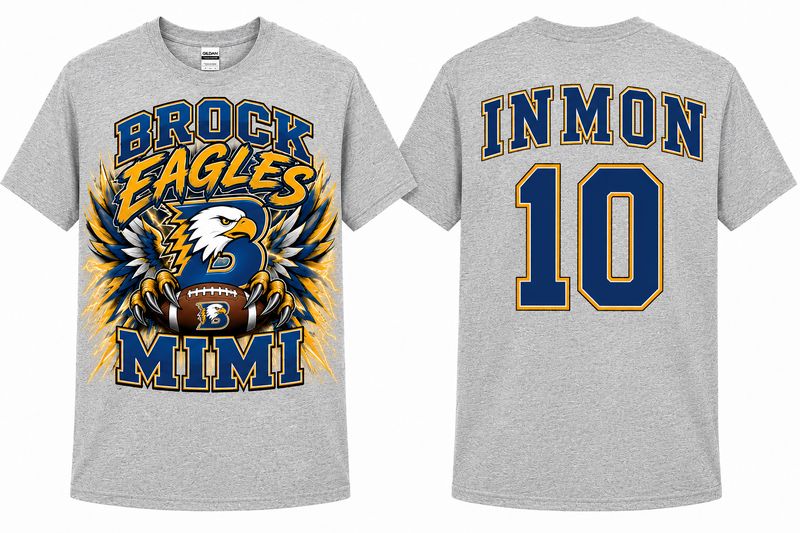 2 Grey Custom Brock Football Shirts