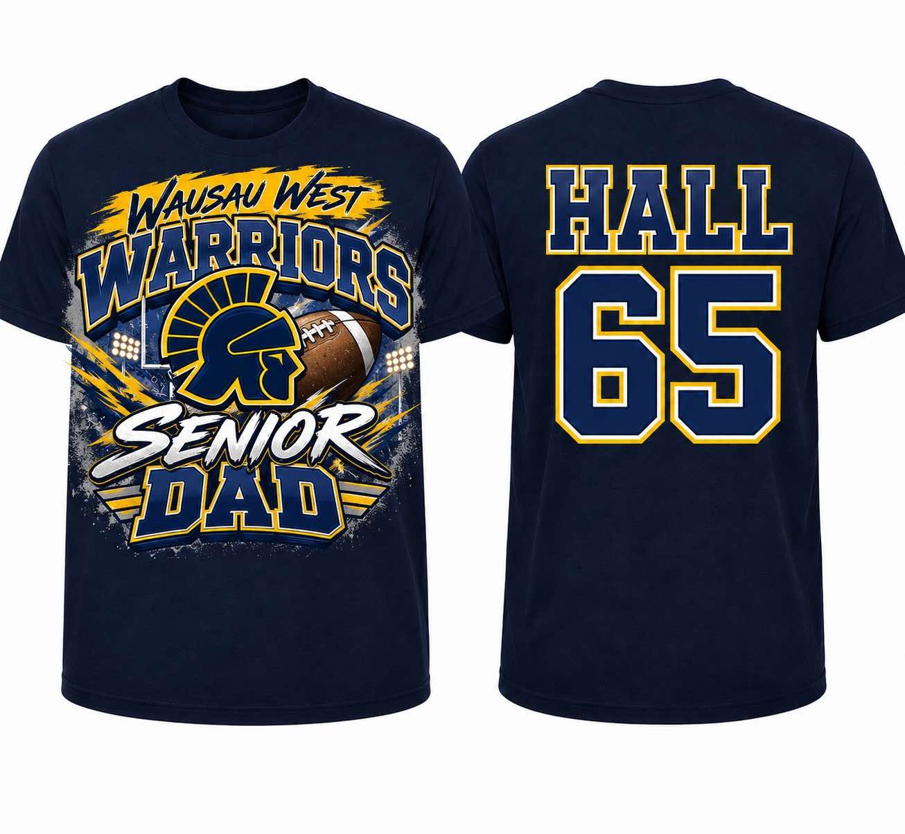 4 Navy Blue Custom Wausau West HighSchool  Football Shirts