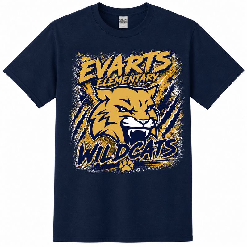 1 Navy Blue Evarts Wildcats Custom Shirt
