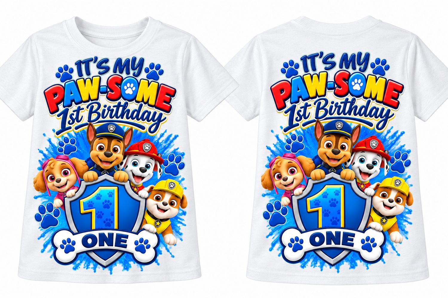 6 Custom White 1st Birthday Shirts