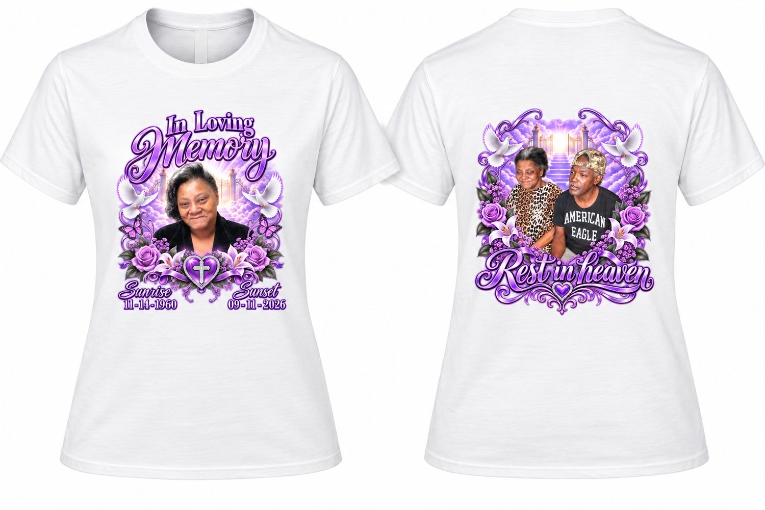 2 Custom White Memorial Shirts