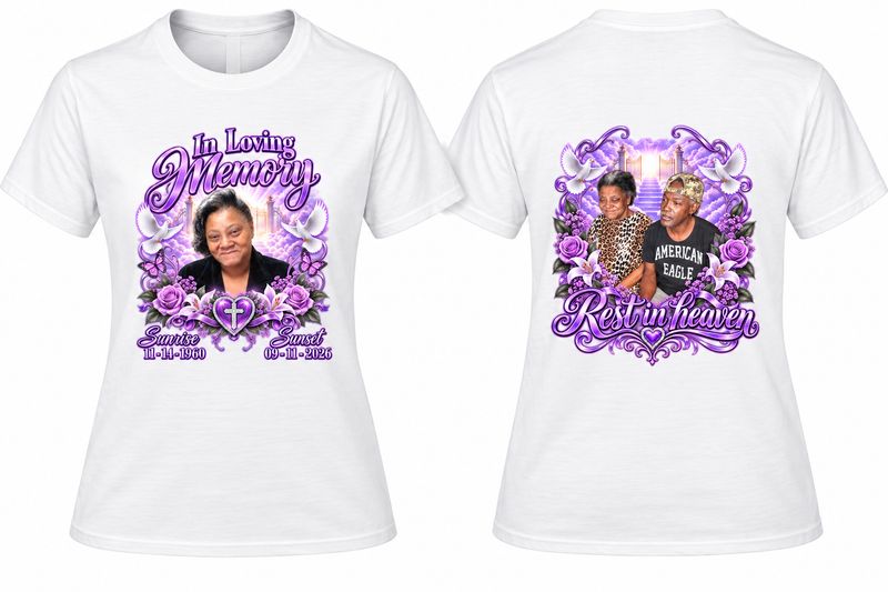 2 Custom White Memorial Shirts