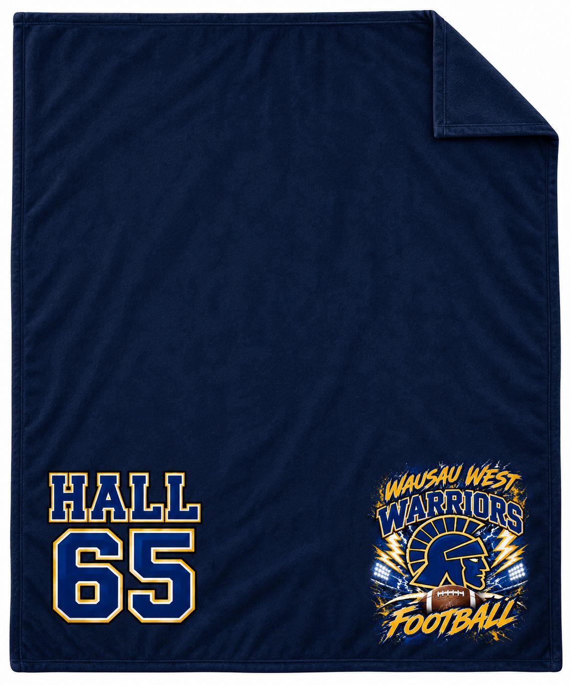 1 Navy Custom Wausau West High School Football Blanket