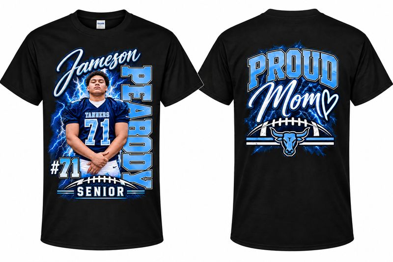 6 Custom Navy Senior Football Shirts