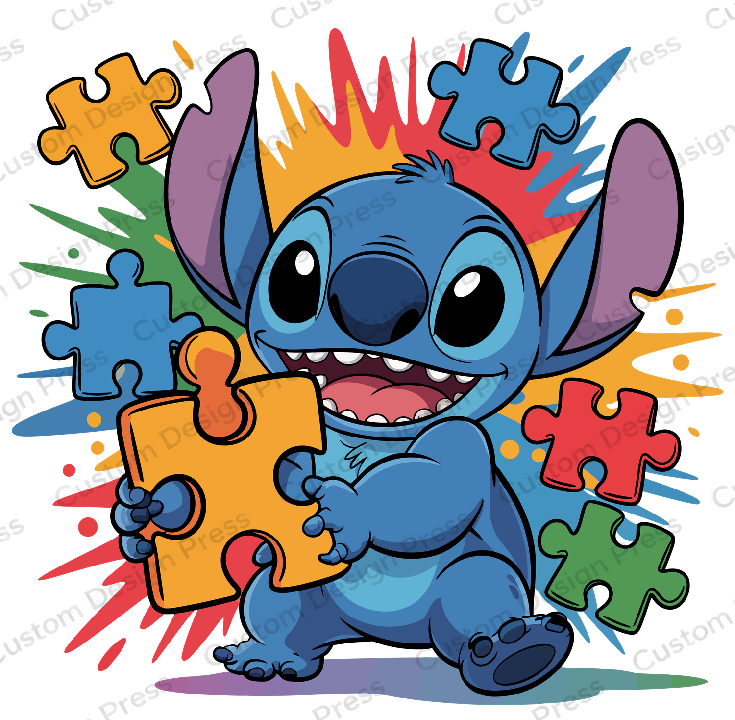 Stitch Autism Puzzle PNG – Digital Download