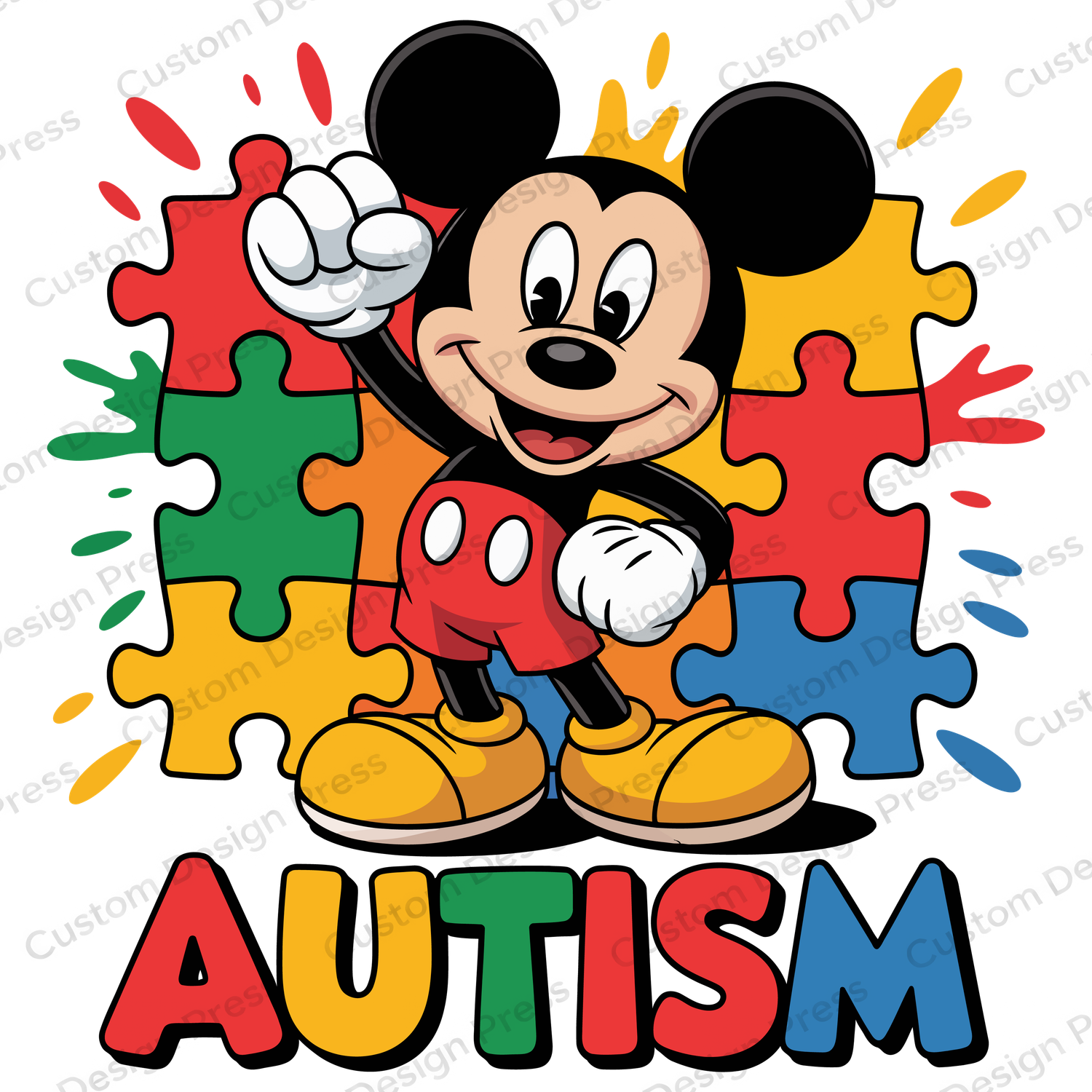 Mickey Mouse Autism Puzzle PNG – Digital Download