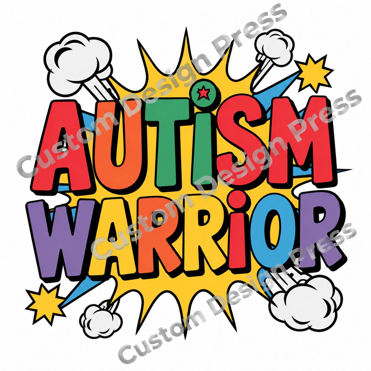 Autism Warrior Comic Lettering PNG – Digital Download