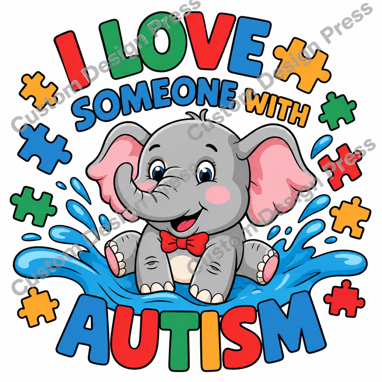 I Love Someone With Autism Elephant PNG – Digital Download